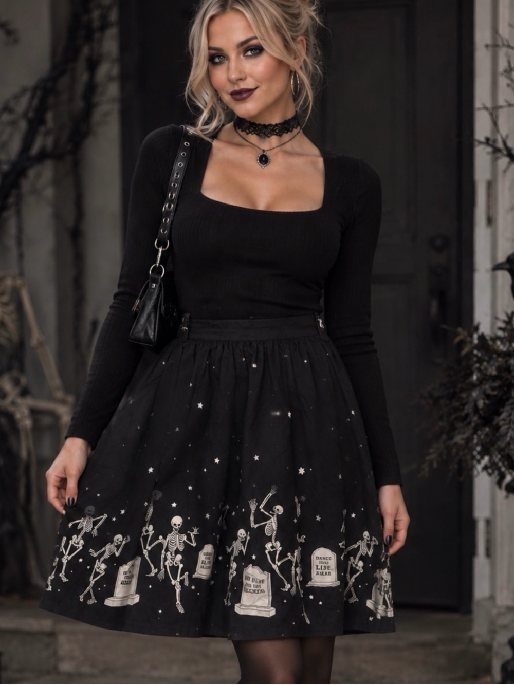 ModCloth x Black Friday It's A Graveyard Smash! Mini Skirt Size 10 NWT